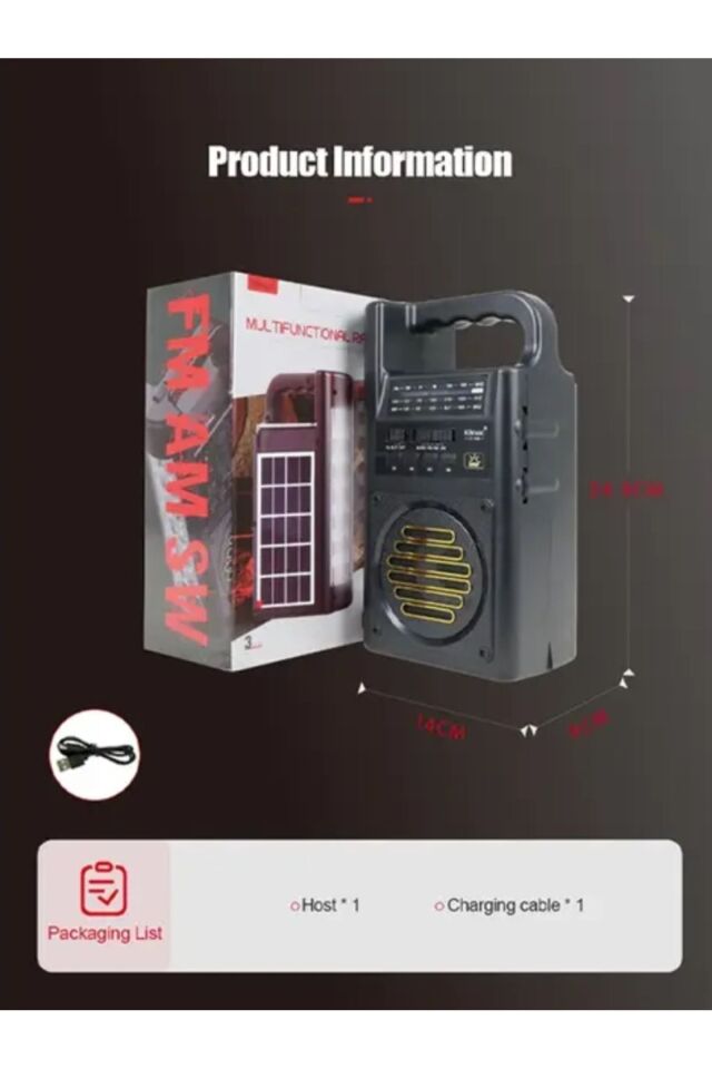Kamp Doğa Çadır Dış Mekan Güclü Fenerli Bluetooth Speaker 3'' | Güneş Enerjili