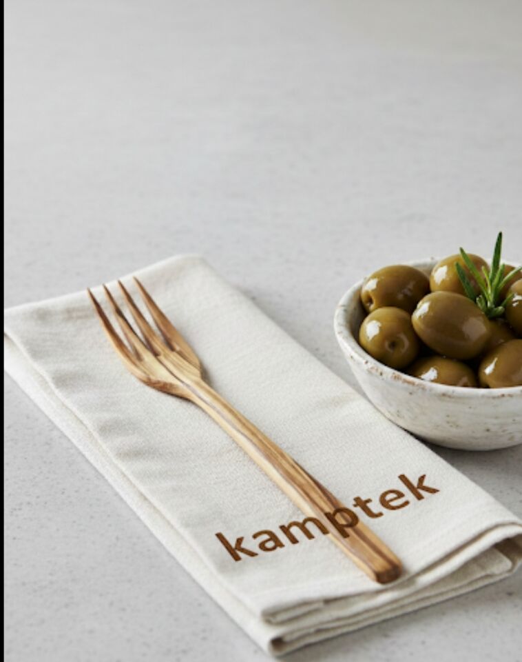 KampTek Ahşap Doğal 18 cm Çatal Dayanıklı Ahşap