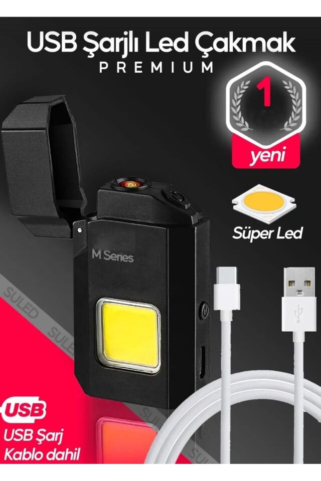 Şarjlı Yüksek Parlak ve Enerji Tasarruflu COB LED Lamba Rüzgar Geçirmez Çakmaklı Fener Kamp Çakmağı