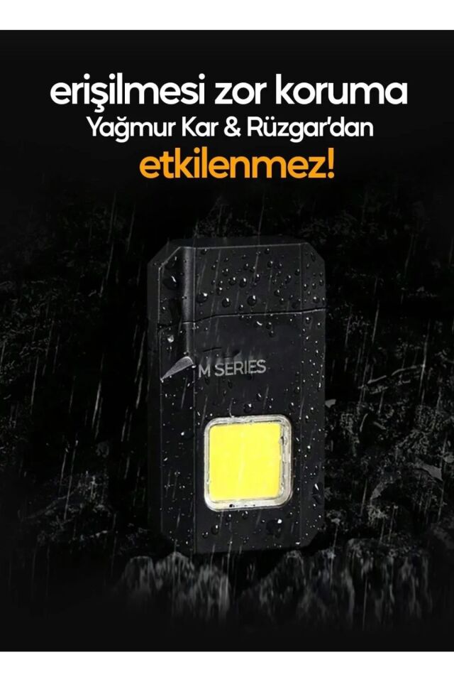 Şarjlı Yüksek Parlak ve Enerji Tasarruflu COB LED Lamba Rüzgar Geçirmez Çakmaklı Fener Kamp Çakmağı