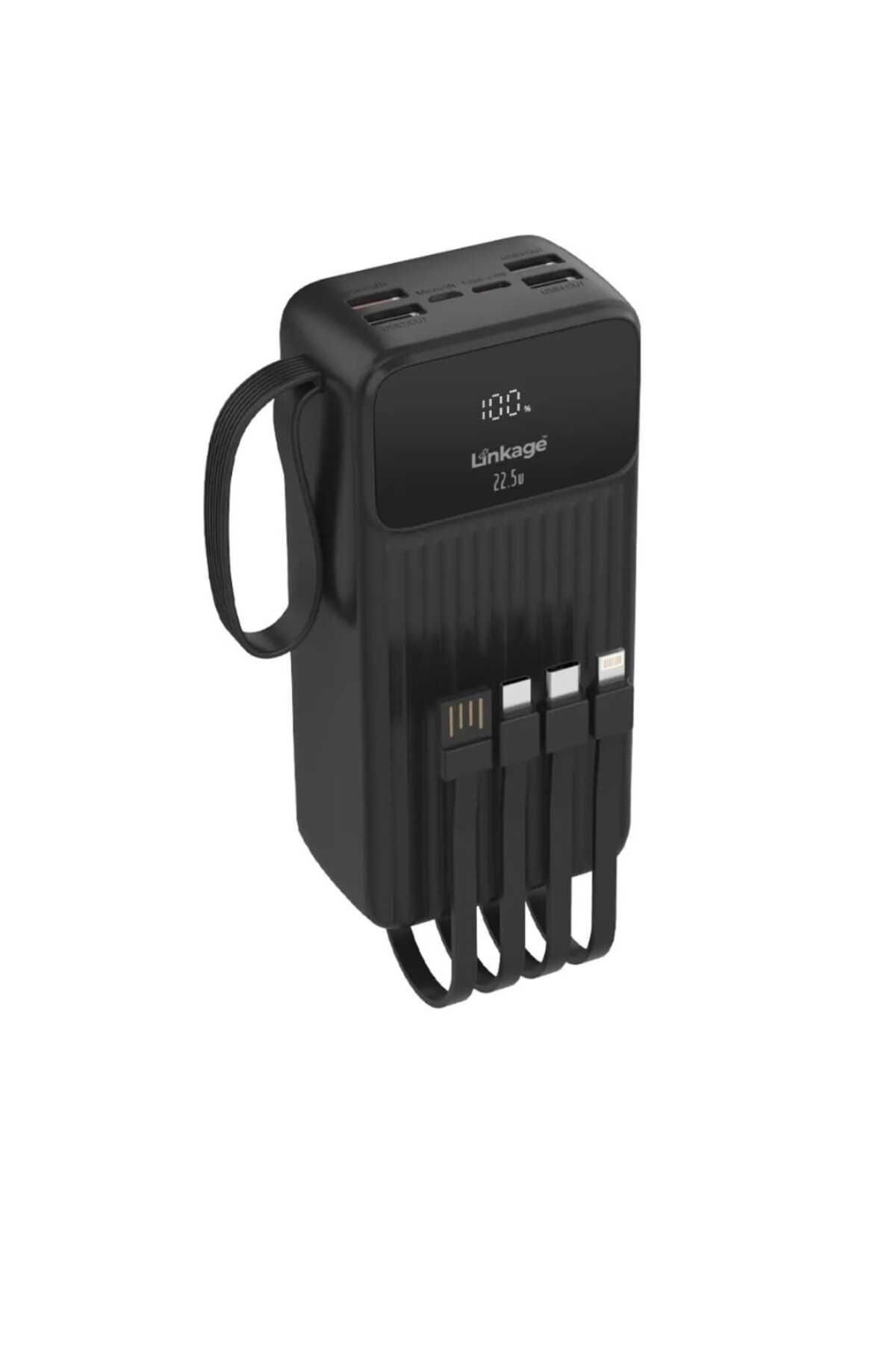 30.000 mAh 4xUSB LCD Ekranlı 22.5W Dahili Mikro, Type-C, Lightning Powerbank