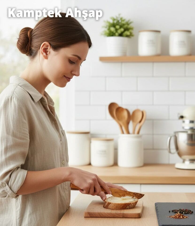 Kamptek Ahşap Zeytin Ağacından Üretilmiş Doğal Bıçak