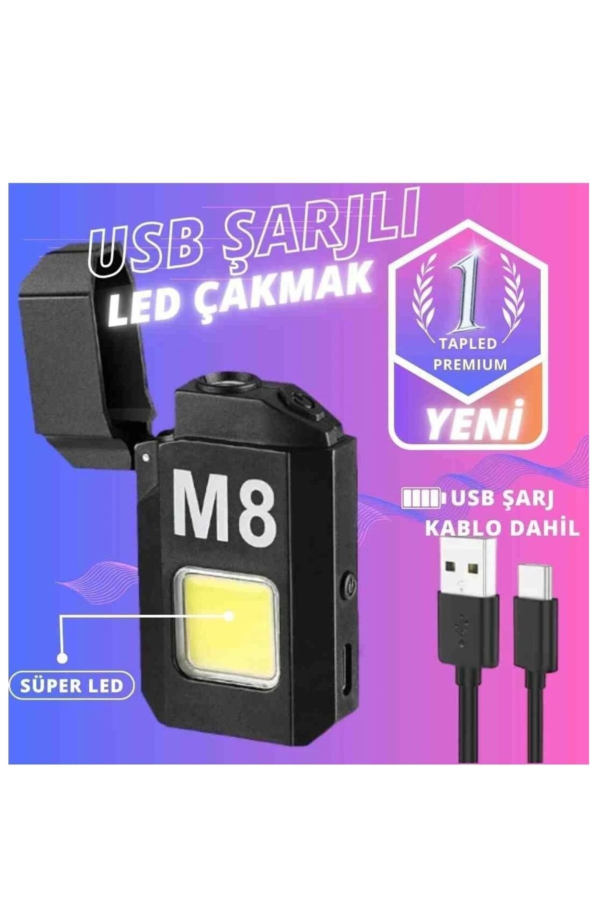 Tasarım Çakmak El Feneri Şarj Edilebilir Sağlam Uzun Ömürlü Pratik Lamba ve Çakmak