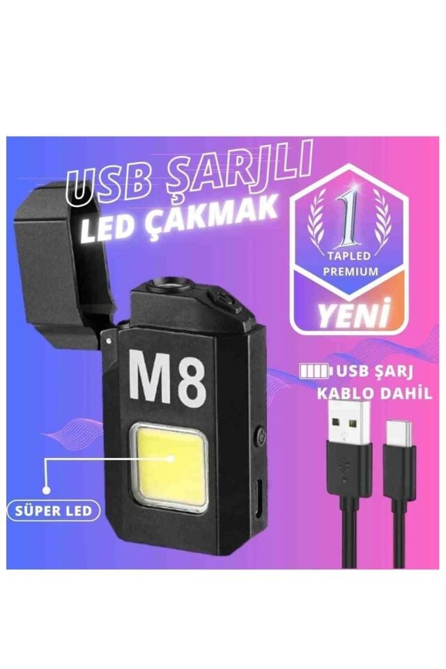 Tasarım Çakmak El Feneri Şarj Edilebilir Sağlam Uzun Ömürlü Pratik Lamba ve Çakmak