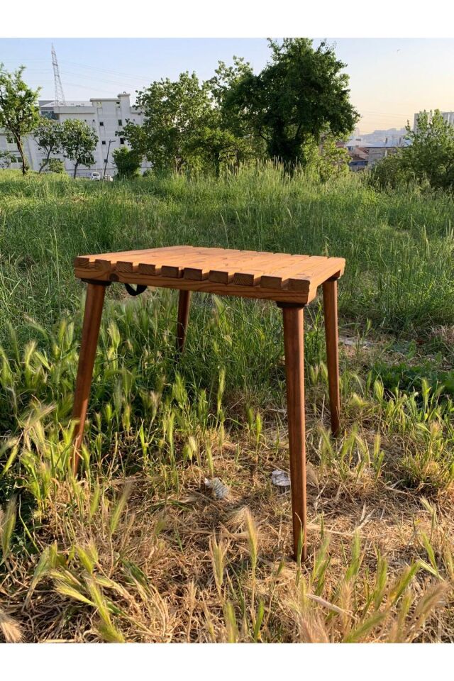 Ahşap Tasarım Dayanıklı Kamp Piknik Çok Amaçlı Yer Kaplamayan Masa Konik Ayaklı Pratik