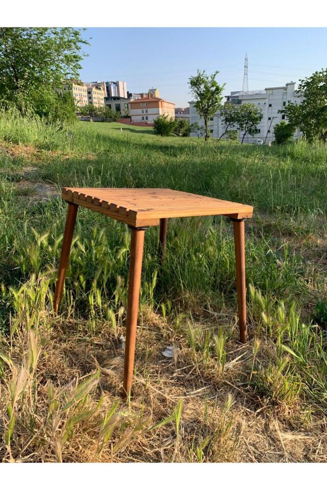 Ahşap Tasarım Dayanıklı Kamp Piknik Çok Amaçlı Yer Kaplamayan Masa Konik Ayaklı Pratik