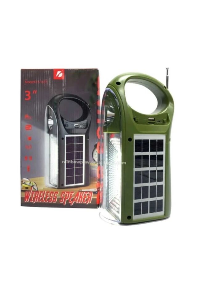 Kts Güneş Enerjili Hoparlör Işıldak FM Radyo MP3 Çalar Kablosuz Bağlantı Wireless Bluetooth