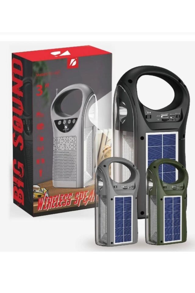 Kts Güneş Enerjili Hoparlör Işıldak FM Radyo MP3 Çalar Kablosuz Bağlantı Wireless Bluetooth