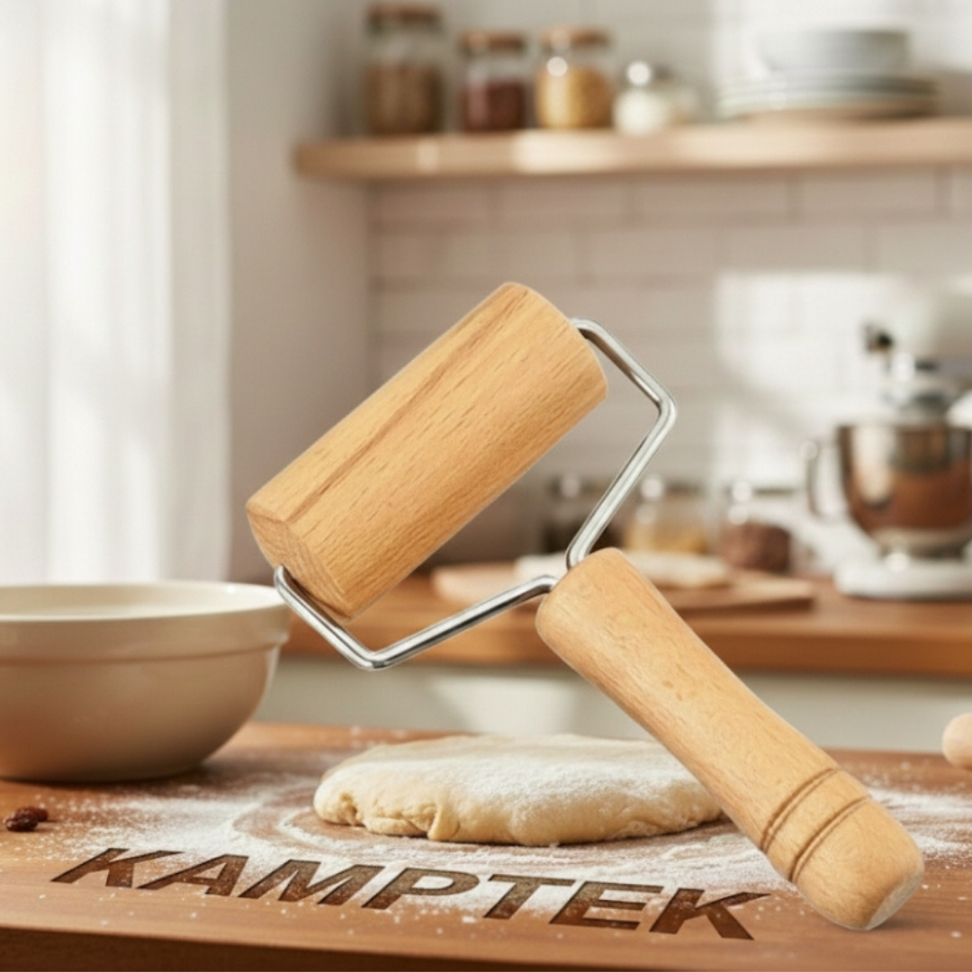 Ahşap Saplı Rulo Hamur Açıcı Merdane Pürüzsüz Oklava Pizza Börek Açma Silindiri