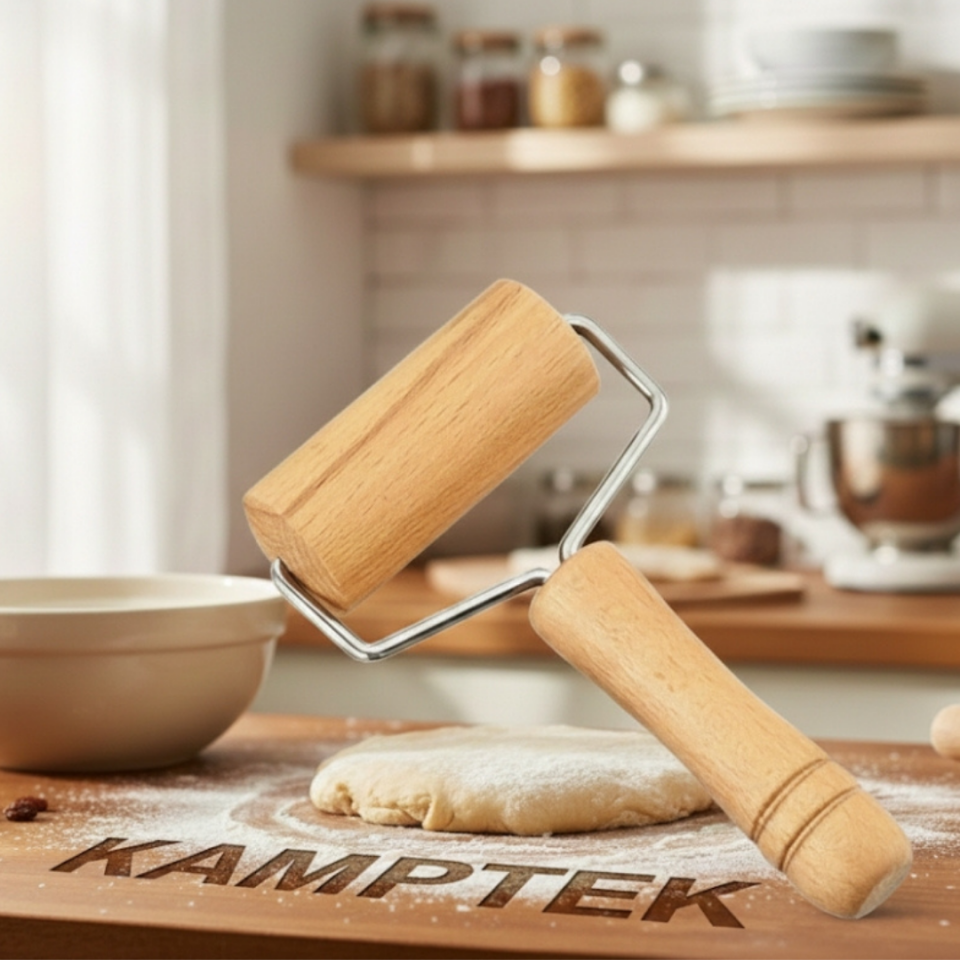 Ahşap Saplı Rulo Hamur Açıcı Merdane Pürüzsüz Oklava Pizza Börek Açma Silindiri