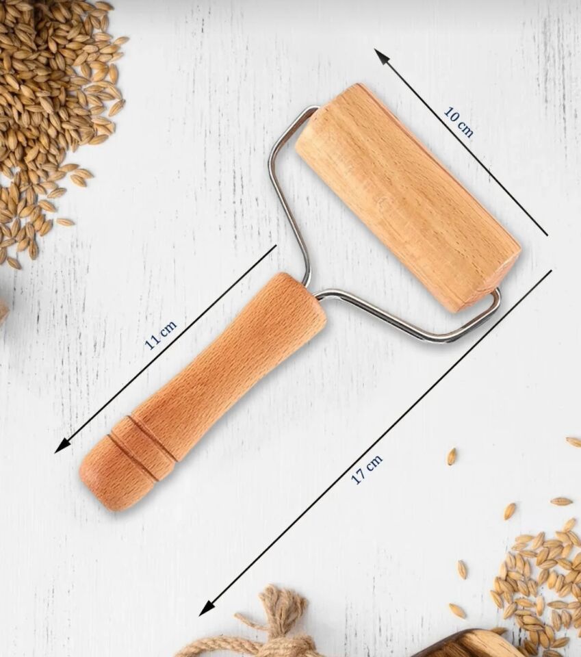 Ahşap Saplı Rulo Hamur Açıcı Merdane Pürüzsüz Oklava Pizza Börek Açma Silindiri