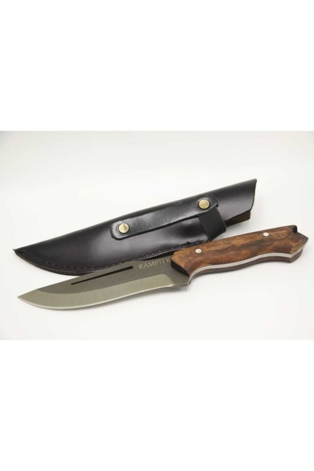 KampTek Bushcraft Bıçağı Avcılık Bıçağı Kamp Bıçağı Balıkçılık Doğa İçin Deri Kılıflı