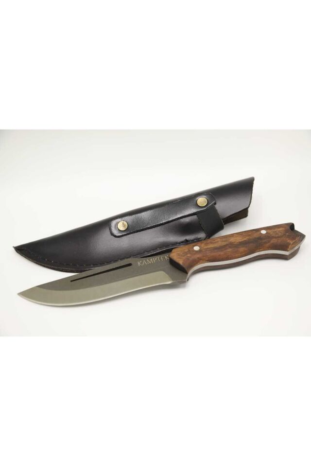 KampTek Bushcraft Bıçağı Avcılık Bıçağı Kamp Bıçağı Balıkçılık Doğa İçin Deri Kılıflı