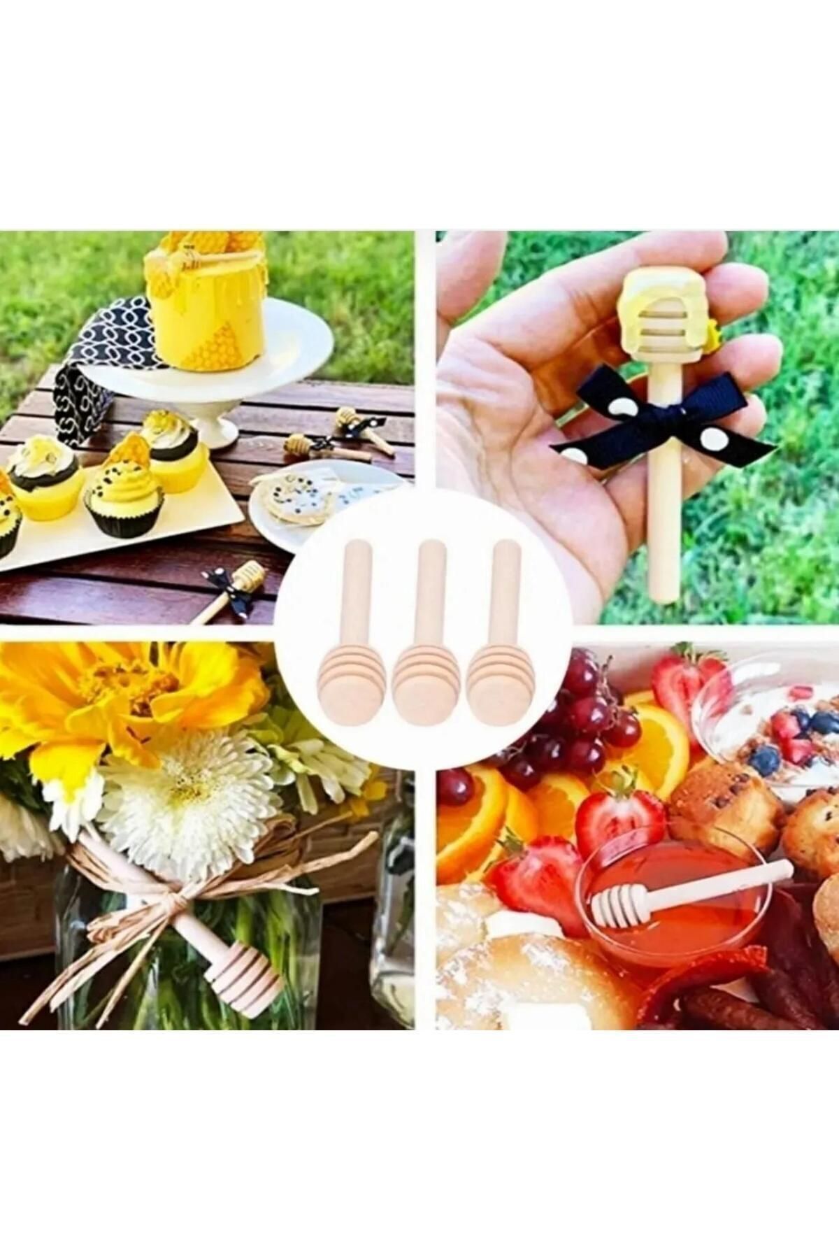 Ahşap Mini 6 Cm Bal Kaşığı Magnet Düğün & Nişan & Kına 100 Adet Paket