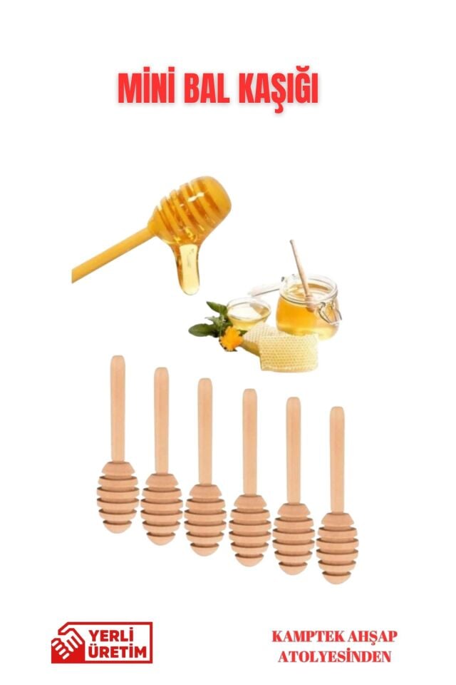 Kamptek Ahşap Mini Bal Kaşığı (6 ADET.) 6 Cm