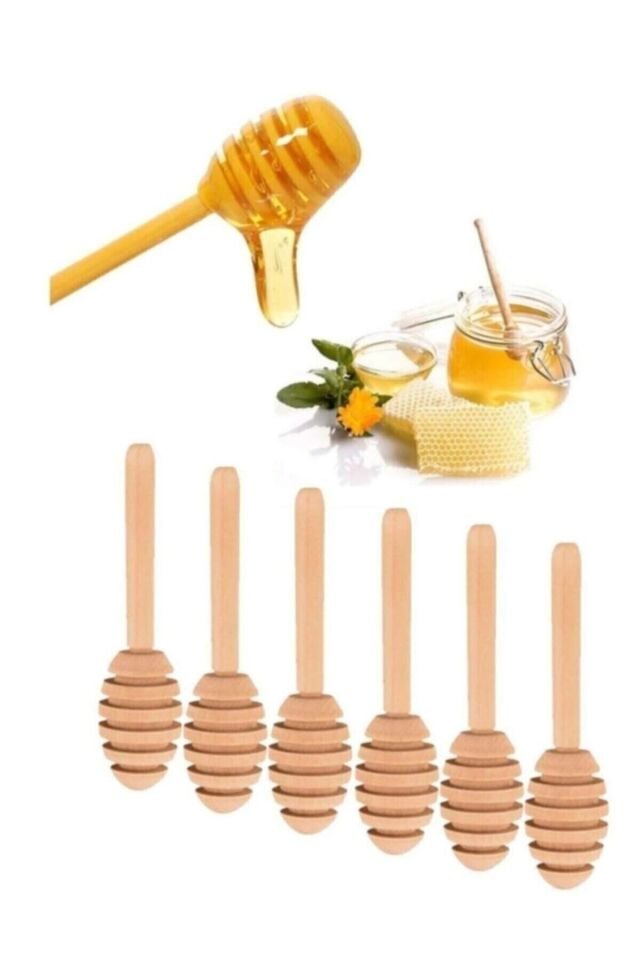 Kamptek Ahşap El Yapımı Doğal Mini Bal Kaşığı 6'lı 5cm 6 Adet