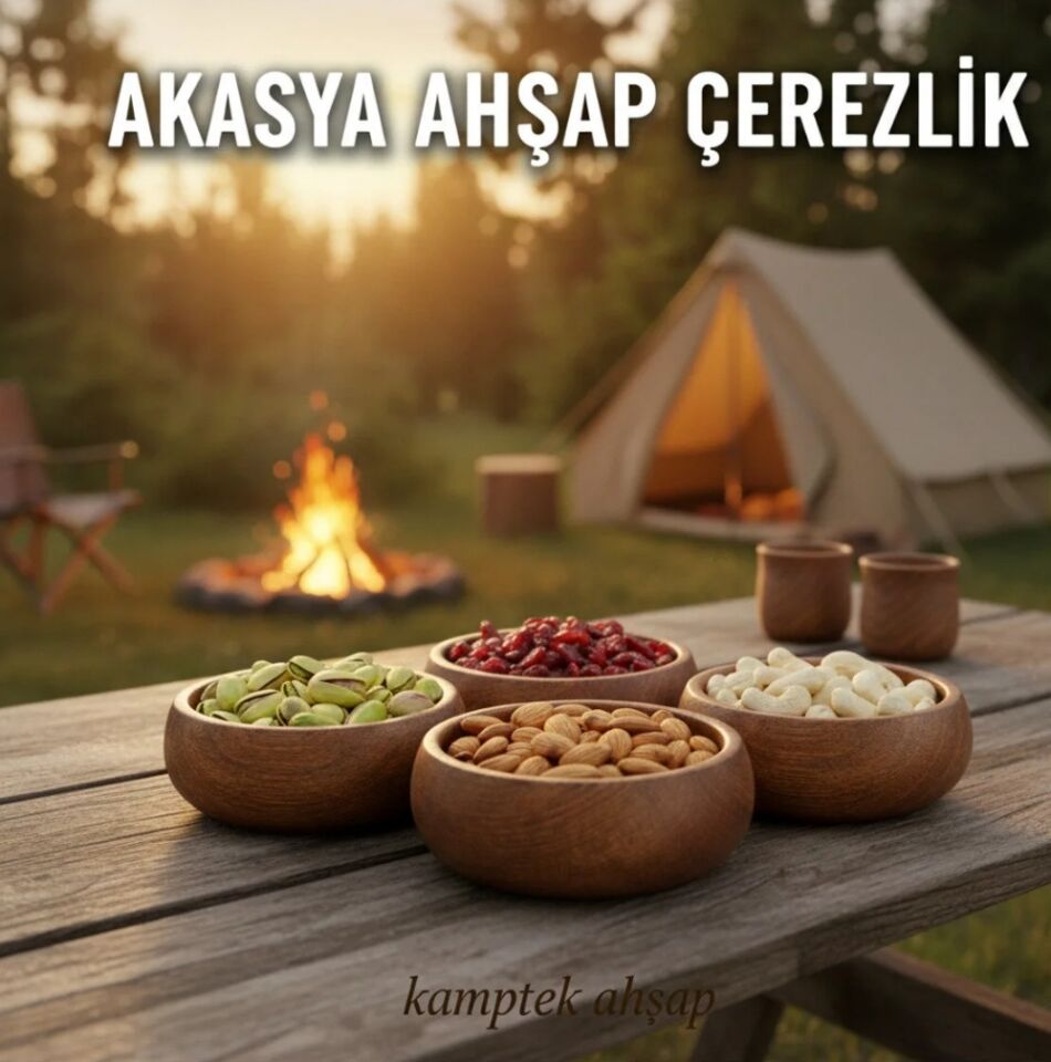 Kalitesiyle Ahşap Küçük Boy Tasarım Organik Çerezlik Kase 4 Adet Set Halinde