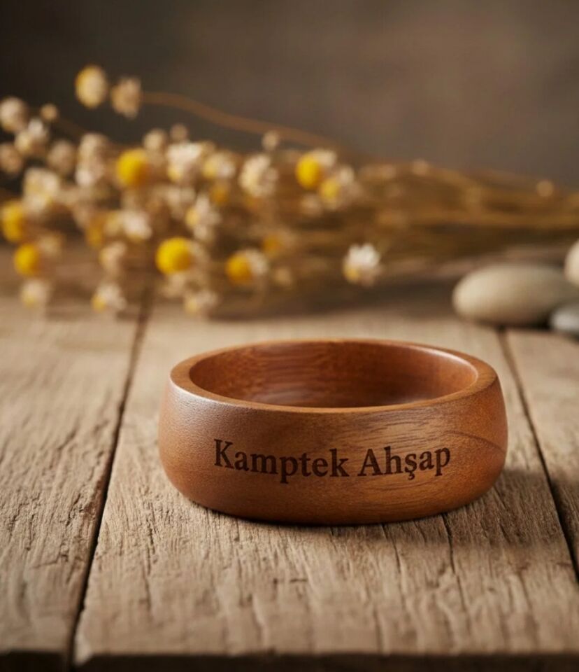 Ahşap Atölyesinden Ahşap Küçük Boy Tasarım Organik Çerezlik Kase 1 Adet