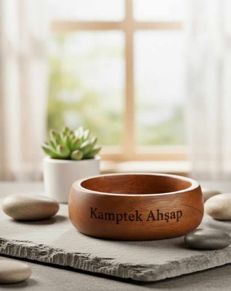 Ahşap Atölyesinden Ahşap Küçük Boy Tasarım Organik Çerezlik Kase 1 Adet