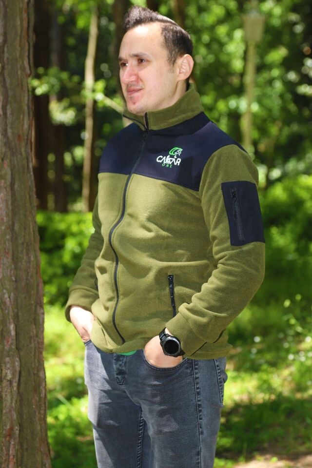 Camp One Slim Fit Anti Pilling Tüylenme Yapmayan Tam Fermuar Shoftshell Sweatshirt 3 Cepli Yerli Yşl