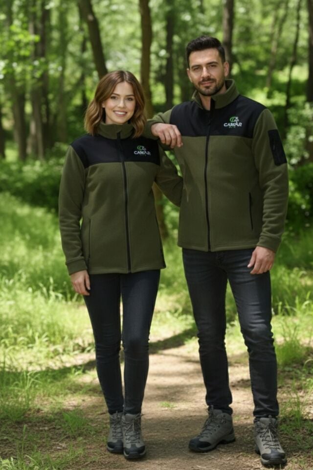 Camp One Slim Fit Anti Pilling Tüylenme Yapmayan Tam Fermuar Shoftshell Sweatshirt 3 Cepli Yerli Yşl