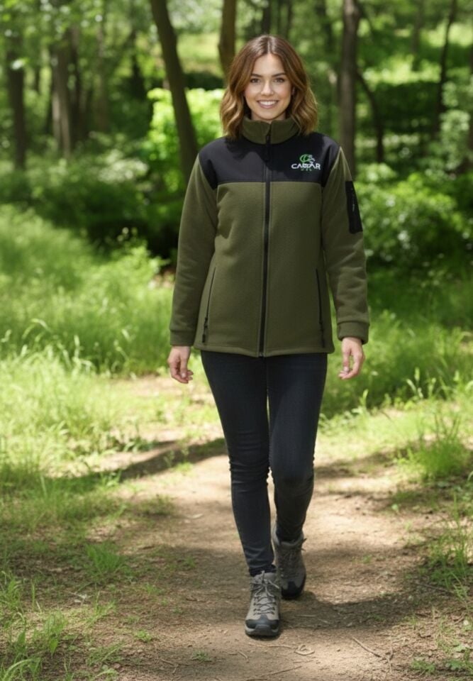 Camp One Slim Fit Anti Pilling Tüylenme Yapmayan Tam Fermuar Shoftshell Sweatshirt 3 Cepli Yerli Yşl