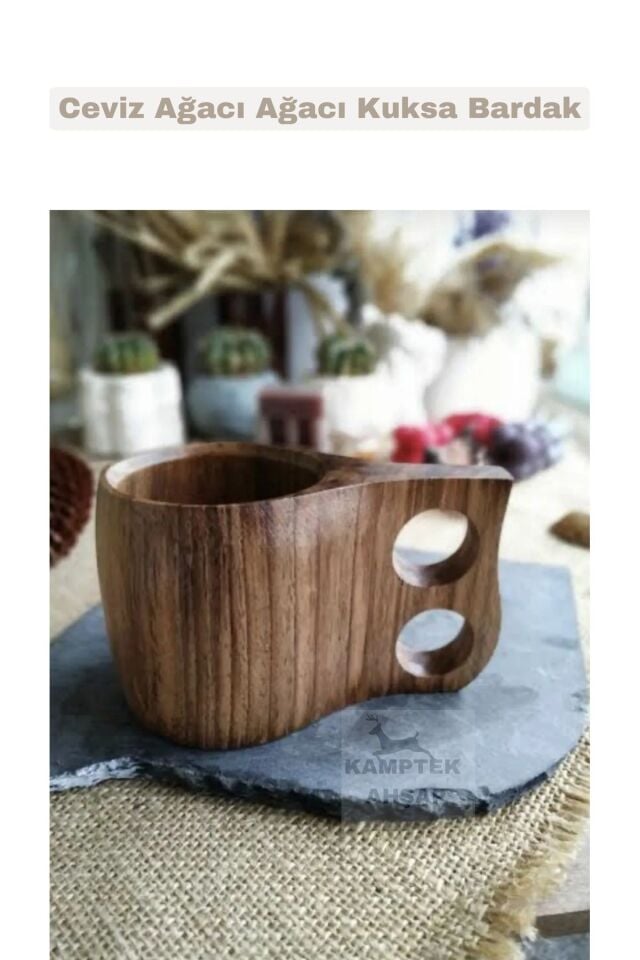 AHŞAP DOĞAL DIŞBUDAK AHŞAP BARDAK KUKSA TUTMA KULPLU BÜYÜK BOY
