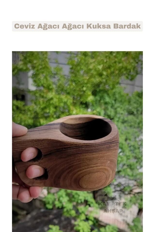 AHŞAP DOĞAL DIŞBUDAK AHŞAP BARDAK KUKSA TUTMA KULPLU BÜYÜK BOY
