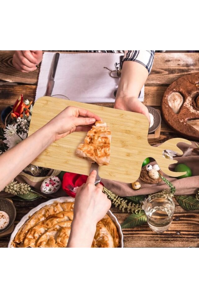 Kamp Paketi Bir Adet Bıçaklık Bambu Kesme Tahtası 2'li Set