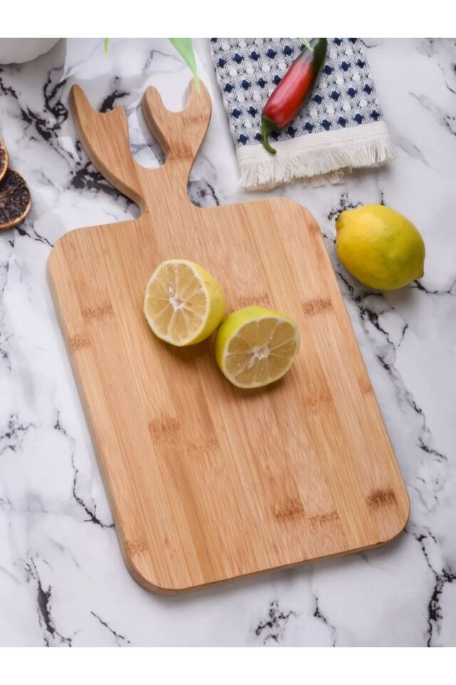 Kamp Paketi Bir Adet Bıçaklık Bambu Kesme Tahtası 2'li Set