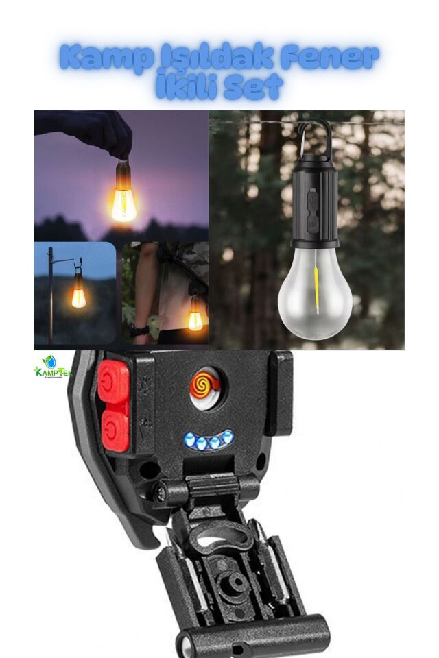 Kamp Seti İkili Mini Çok Kullanışlı Fonksiyonlu Mini Fener Seti