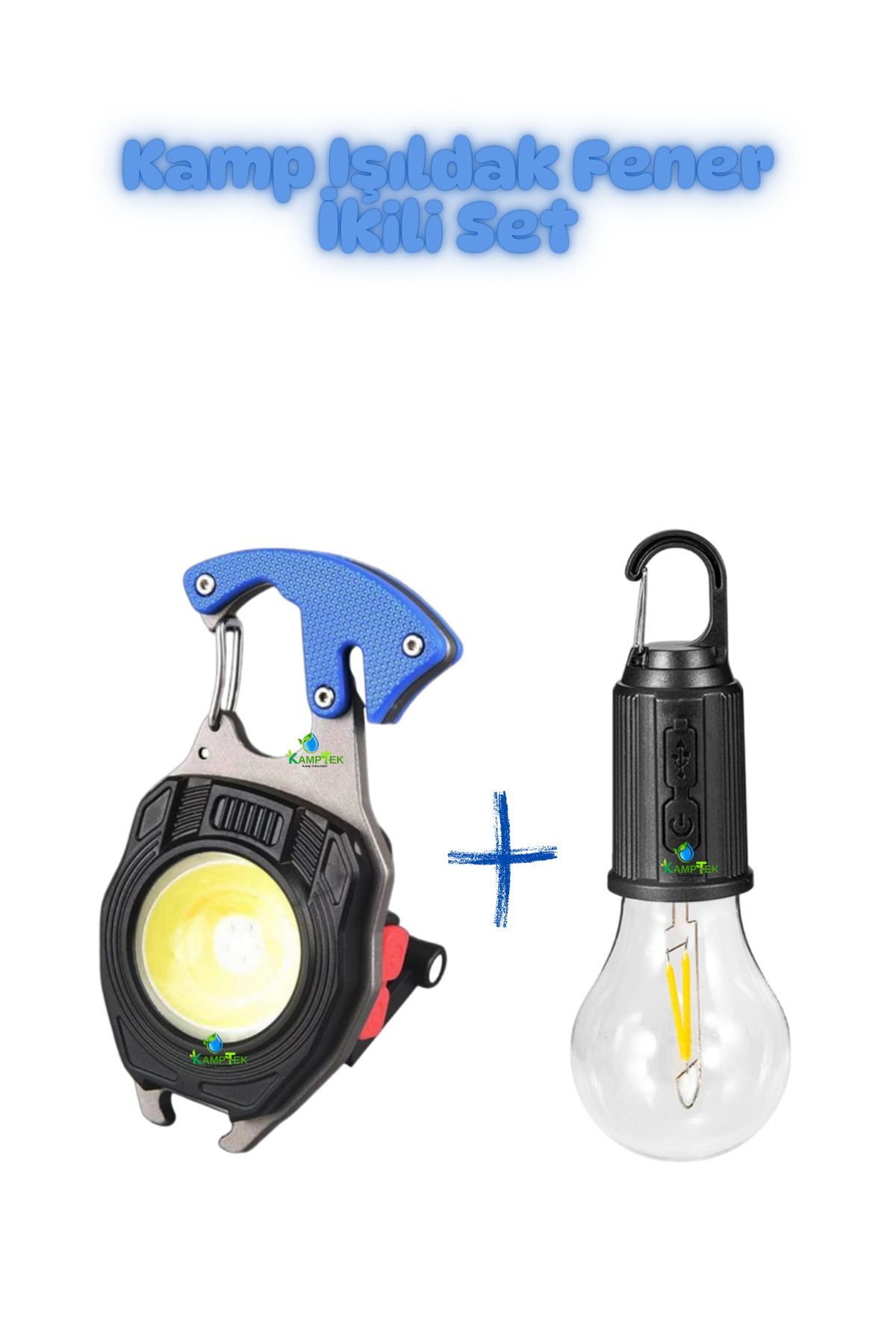 Kamp Seti İkili Mini Çok Kullanışlı Fonksiyonlu Mini Fener Seti