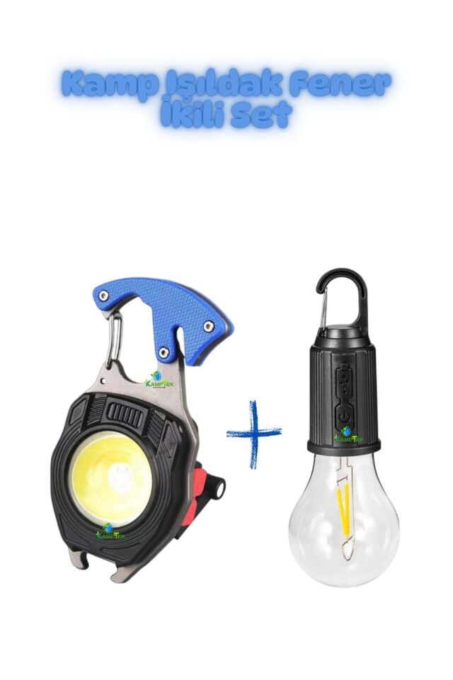 Kamp Seti İkili Mini Çok Kullanışlı Fonksiyonlu Mini Fener Seti