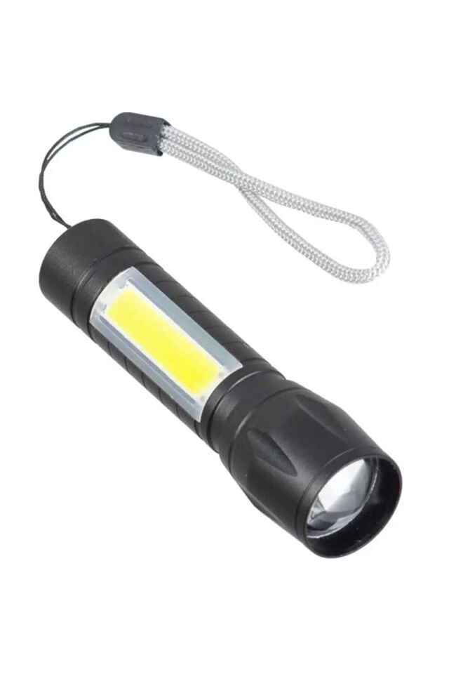 Mini Ultra Güçlü 2500 Lumen 5w Cob Led Usb Şarjlı El Feneri Polis - Bekçi - Jandarma El Feneri Mini