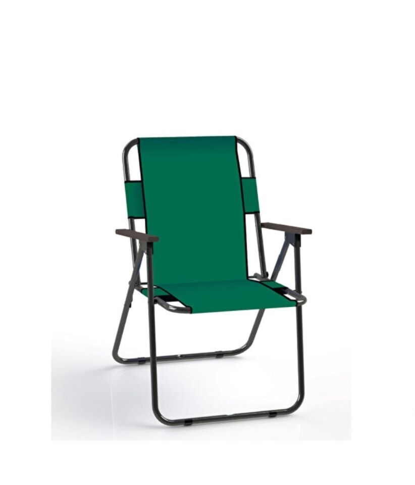 Metal Katlanır Kamp Karavan Doğa Piknik Plaj Sandalyesi 2 Adet Yeşil