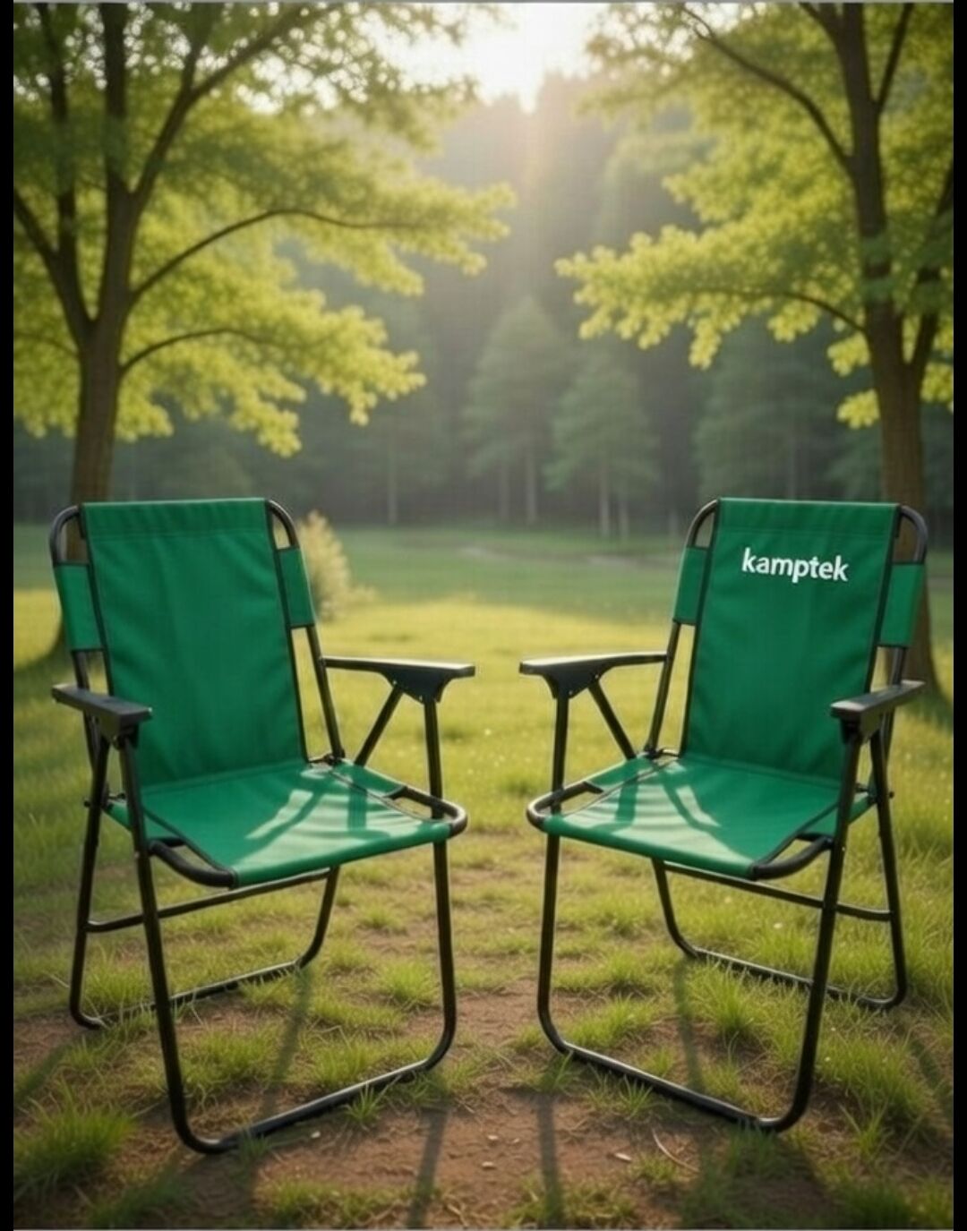 Metal Katlanır Kamp Karavan Doğa Piknik Plaj Sandalyesi 2 Adet Yeşil