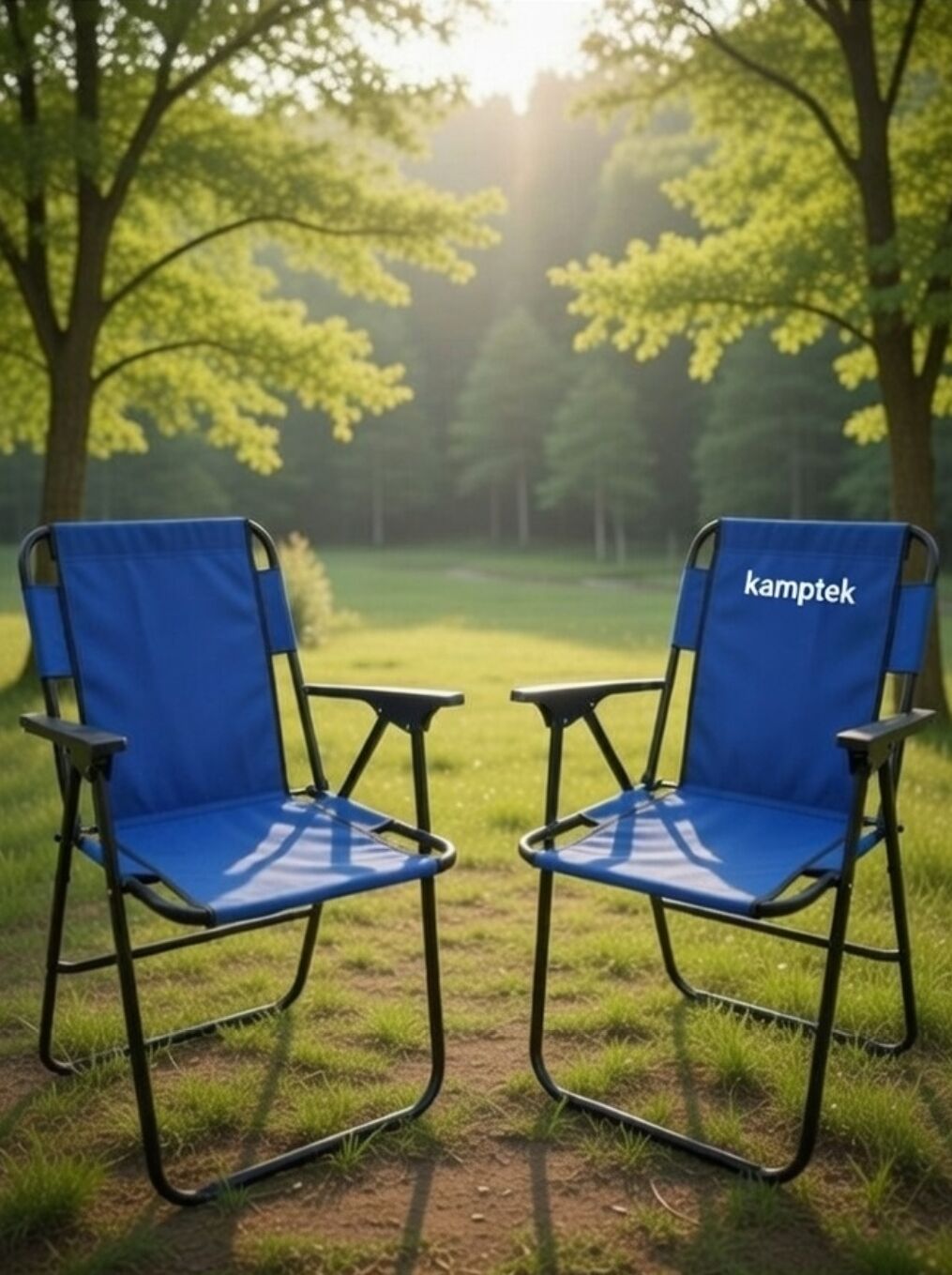 Metal Katlanır Kamp Karavan Doğa Piknik Plaj Sandalyesi 2 Adet Mavi