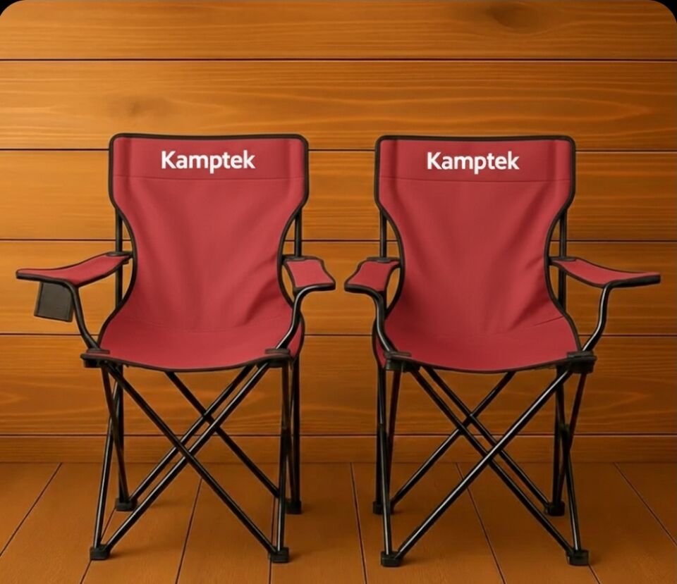 Katlanır Kamp Doğa Piknik Sandalyesi Kılıf Hediyeli 2 Adet Kırmızı