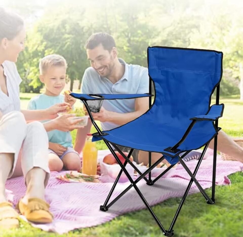 Katlanır Kamp Doğa Piknik Sandalyesi Kılıf Hediyeli 4 Adet Lacivert