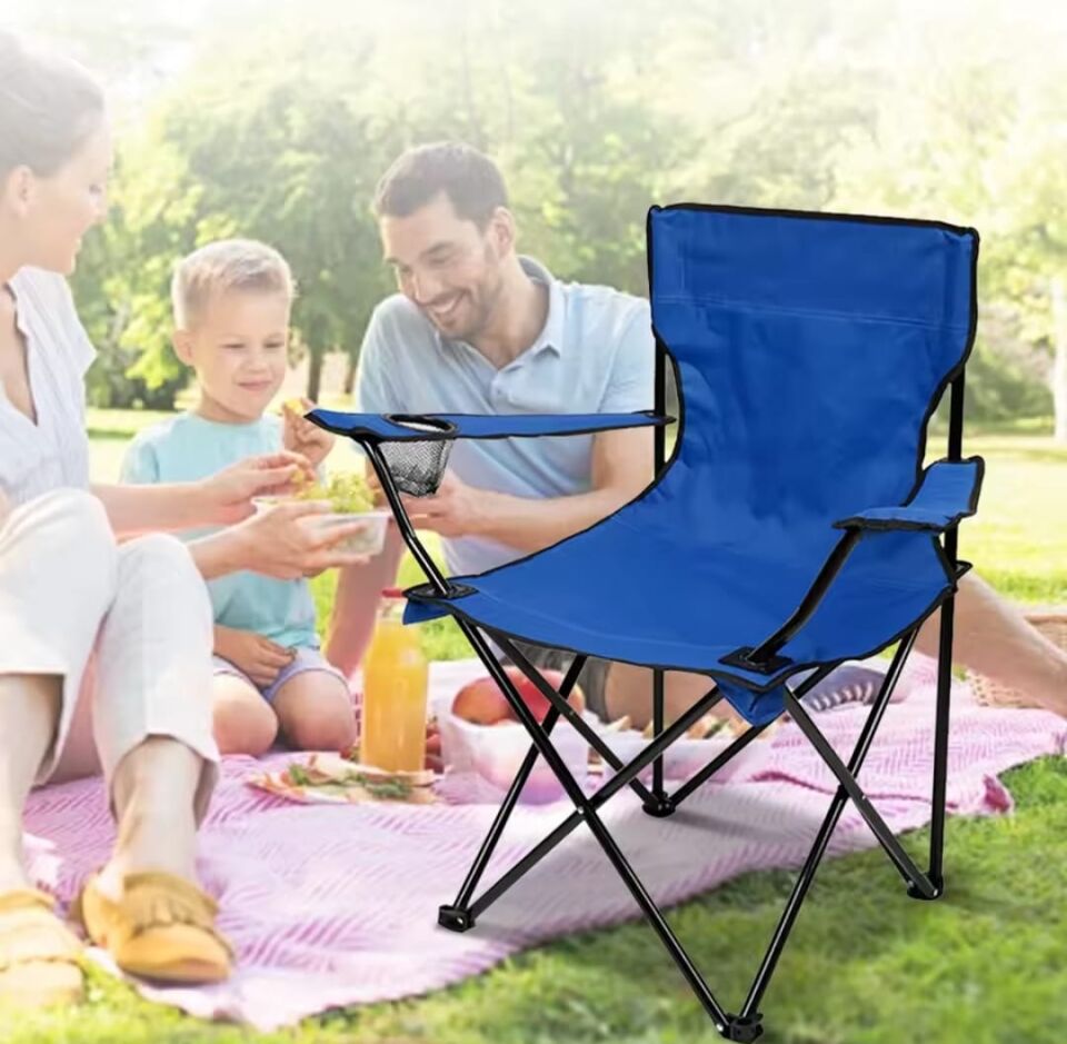 Katlanır Kamp Doğa Piknik Sandalyesi Kılıf Hediyeli 4 Adet Lacivert