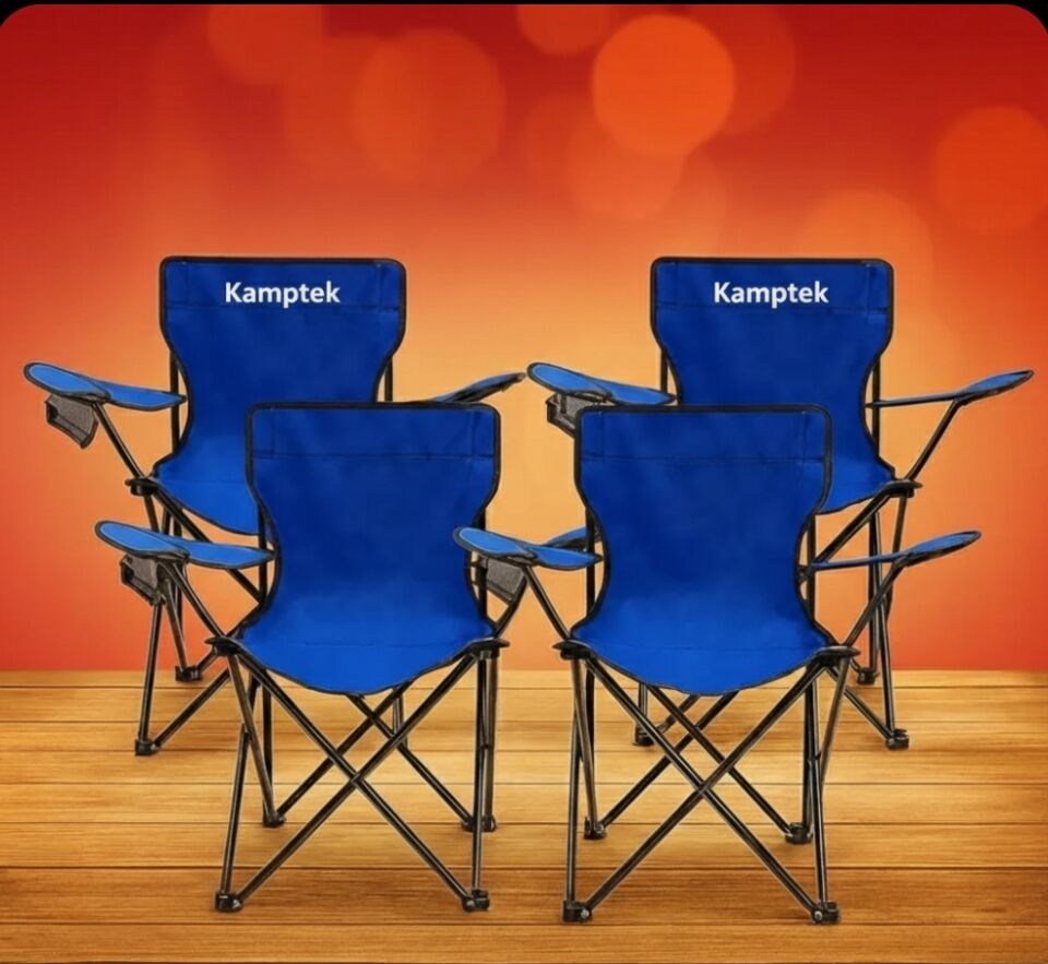 Katlanır Kamp Doğa Piknik Sandalyesi Kılıf Hediyeli 4 Adet Lacivert