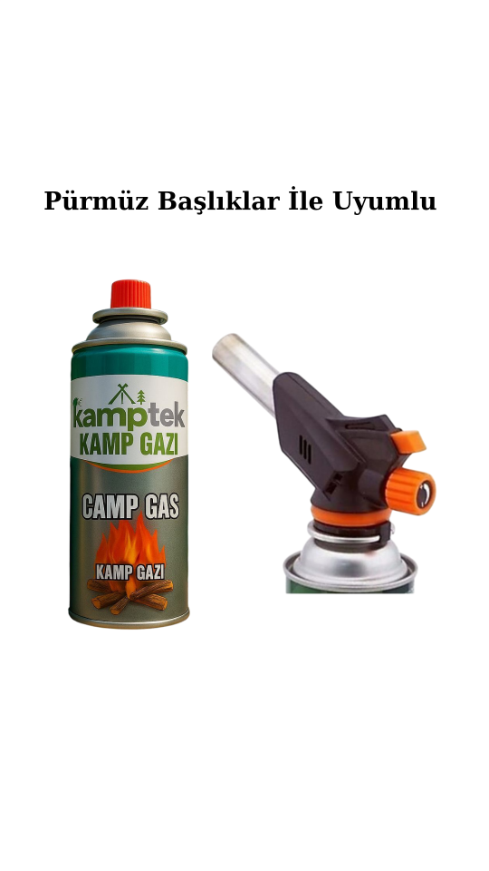 Kamptek Kamp Ocak Gazı Valfli Pürmüz Kartuşu 12 Adet Pürmüz Başlık 1 Adet