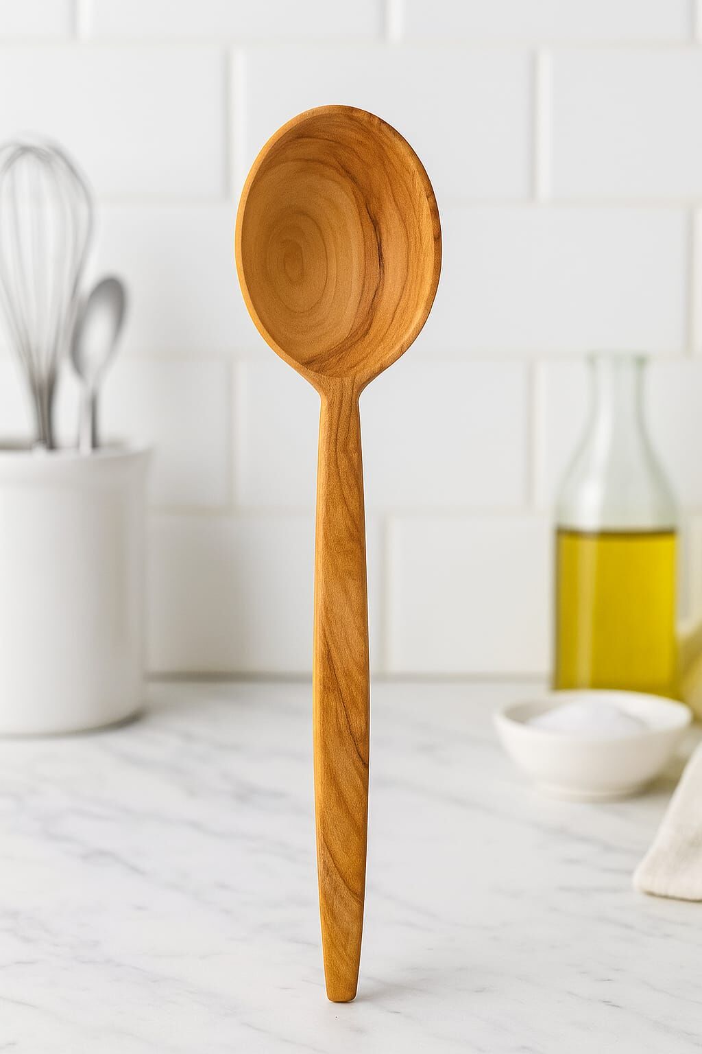 Zeytin Ağacı %100 Doğal El Yapımı Tahta Kaşık  29 cm 1 Parça Ahşap Yemek Servis Kaşığı