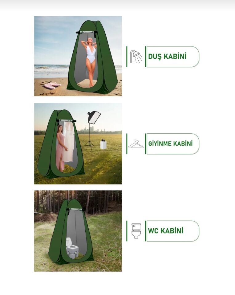 Kamp Alanı Duş Giyinme Wc Çadırı Fotoğrafcı Prova Kabini 190x120x120