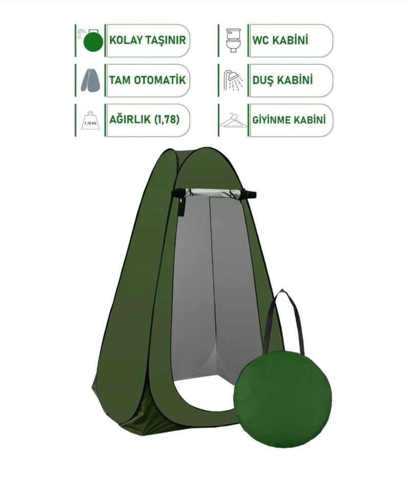 Kamp Alanı Duş Giyinme Wc Çadırı Fotoğrafcı Prova Kabini 190x120x120