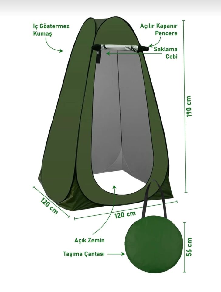 Kamp Alanı Duş Giyinme Wc Çadırı Fotoğrafcı Prova Kabini 190x120x120