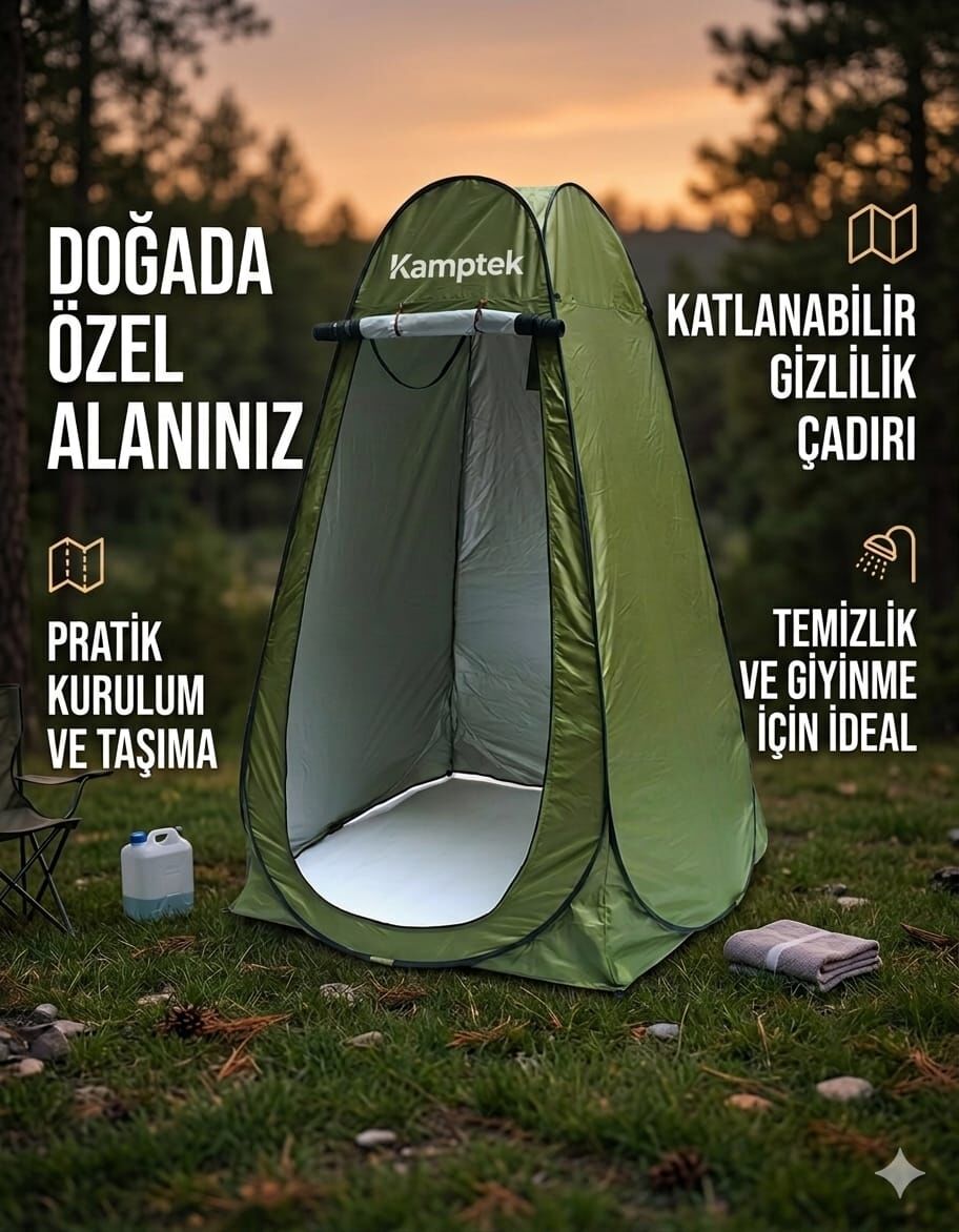 Kamp Alanı Duş Giyinme Wc Çadırı Fotoğrafcı Prova Kabini 190x120x120