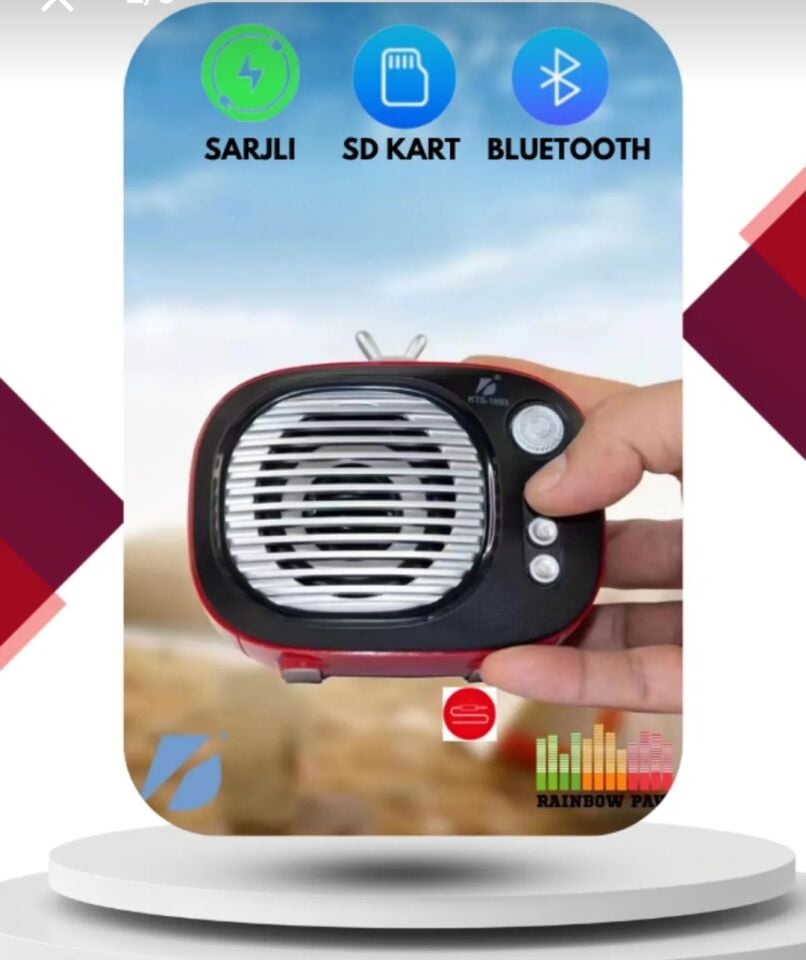 Mini Hoparlör Wintage Tasarım Radyo Taşınabilir Ses Bombası Kırmızı