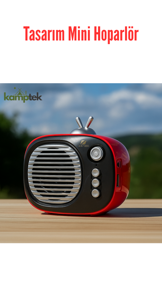 Mini Hoparlör Wintage Tasarım Radyo Taşınabilir Ses Bombası Kırmızı