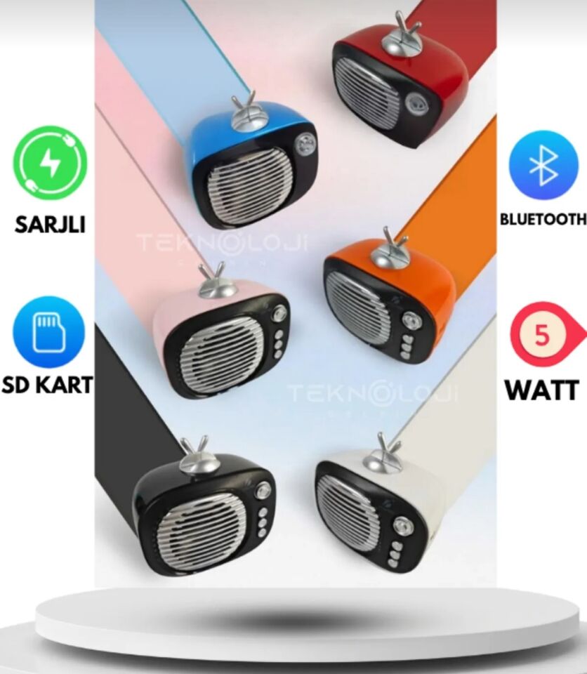 Mini Hoparlör Wintage Tasarım Radyo Taşınabilir Ses Bombası Beyaz